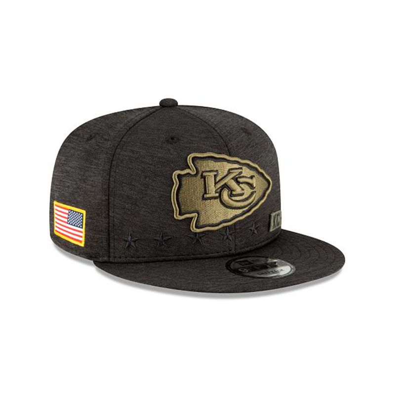 NFL Kansas City Chiefs Salute To Service 9Fifty Snapback (QMA5867) - Black New Era Caps